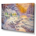 thumbnail image 2 of Designart Cottage On River In Forest During Christmas Traditional Canvas Wall Art, 2 of 4