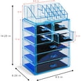 thumbnail image 5 of Acrylic Makeup Organizer - Cosmetic and Jewelry Storage Case Display - 2-Piece Women's Accessories Set with 7 Drawers and 16 Comportment Slots - Blue, 5 of 8