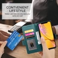 thumbnail image 7 of Designed for iPhone XR Wallet Case, with Card Slots Strong Magnetic Closure PU Leather Flip Fold Shockproof Kickstand Durable Purse Flip Case for iPhone XR - Darkgreen, 7 of 7