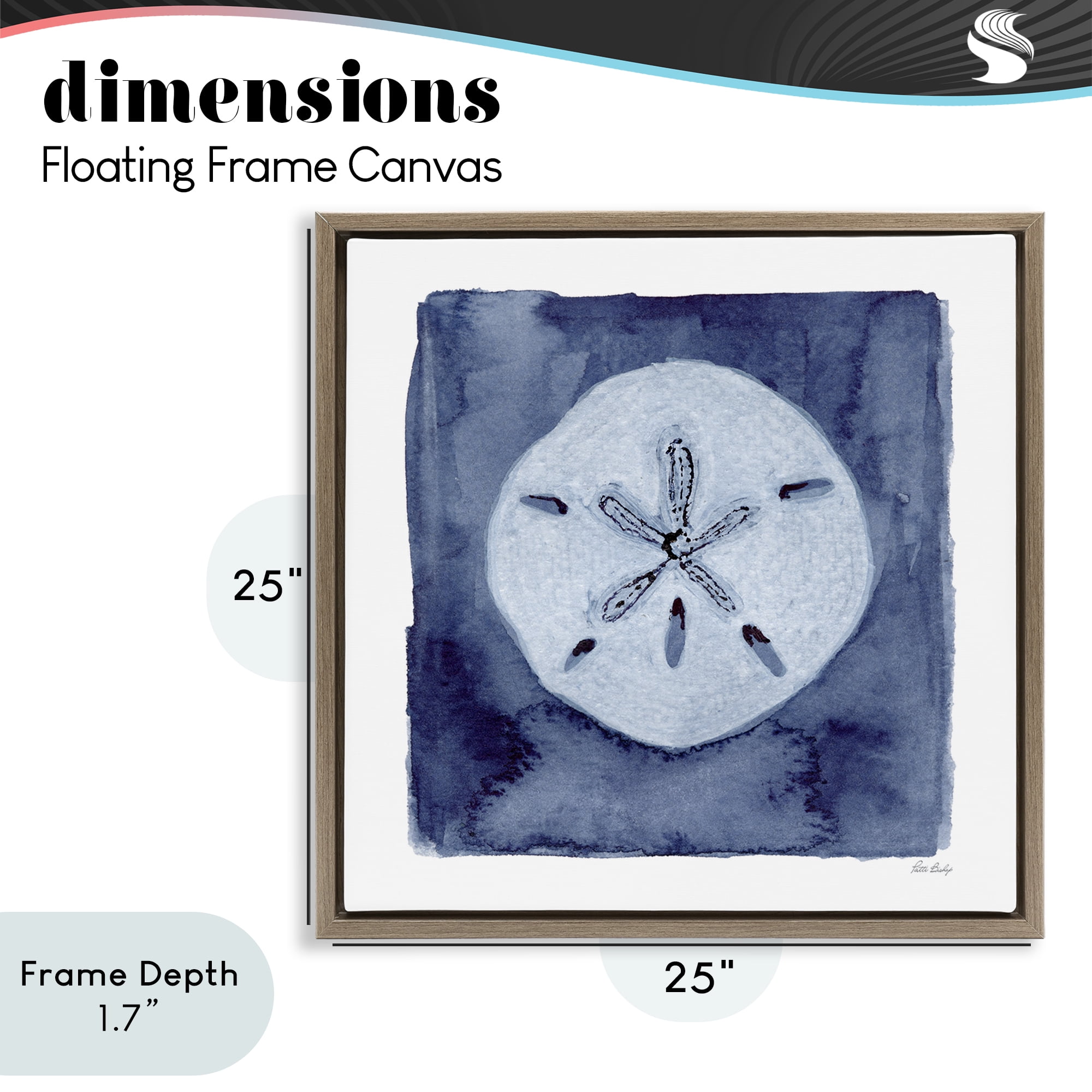 Stupell Industries White Sand Dollar on Indigo Brown Framed Floater Canvas Wall Art, design by Patti Bishop