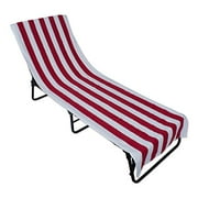 DII Stripe Beach Lounge Chair Towel with Fitted Top Pocket 26x82 Blue