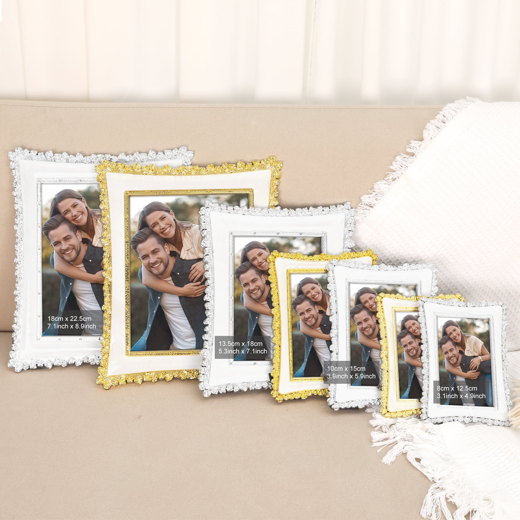 Unique Bargains Luxury Picture Frame Retro Plated Photo Frames Vertically or Horizontally Silver/Gold 4x6