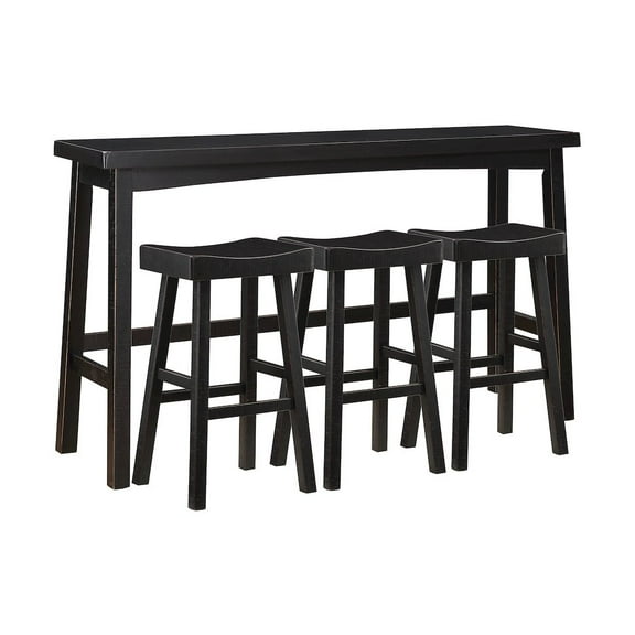 Lexicon Caspian 4-Piece Pack Wood Pub Height Set in Black