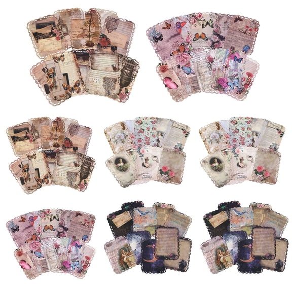 160 Sheets Lace Edged Scrapbook Paper Set, 3.94 x 5.51 Inch Vintage Junk Journal Paper, Background Stationary Paper for Letters Collage Scrapbooking Decorative Supplies