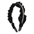 thumbnail image 3 of Unique Bargains 1 Pc Hairband Velour Rhinestone Hair Accessories for Women Black, 3 of 5