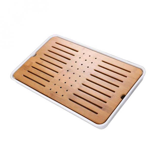 Soporte De Almacenamiento De Agua De licencia De Té De Bambú Bandeja De Servicio Cajón 16 Diseños XL BLESIY Bandeja de té de bambú