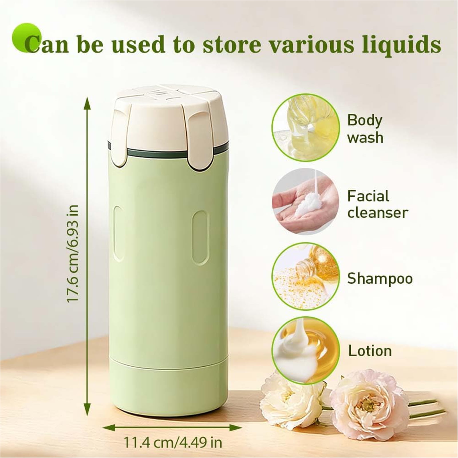 4-in-1 Travel Dispenser Bottle,4-in-1 Refillable Travel Dispenser Bottles for Toiletries,Portable Leak Proof Pump Toiletry Containers with Scale and Label,for Shampoo Lotion Conditioner Cream