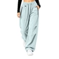 thumbnail image 2 of Hurxie Womens Waterproof Pants Rain Pants Quick-Dry Baggy Cargo Hiking Pants | with Zipper Large Pockets Outdoor Travel Pants Light Blue,M, 2 of 6
