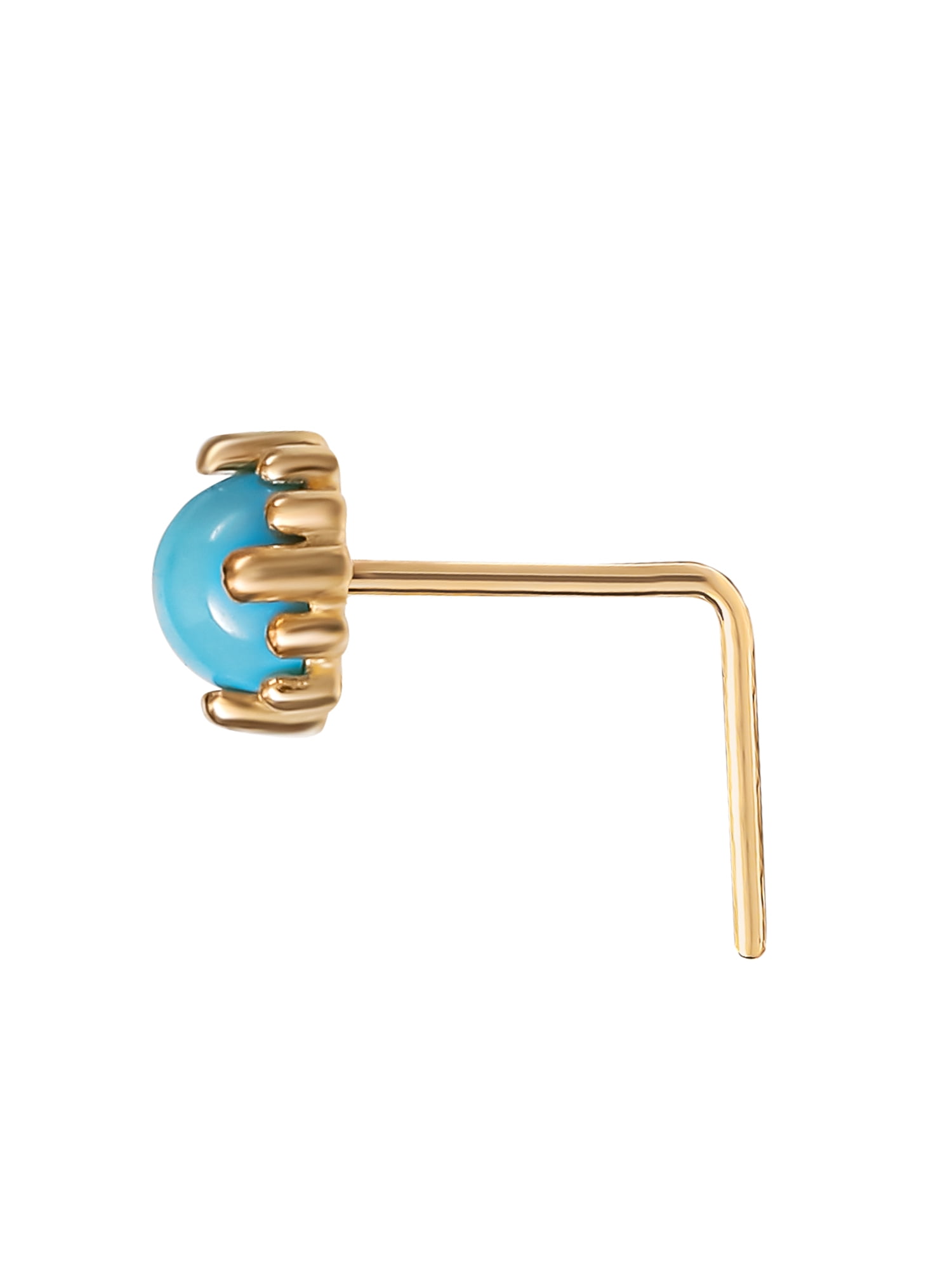 Body Jewelry - Women's 14kt Gold 22G Faux Turquoise Nose Stud