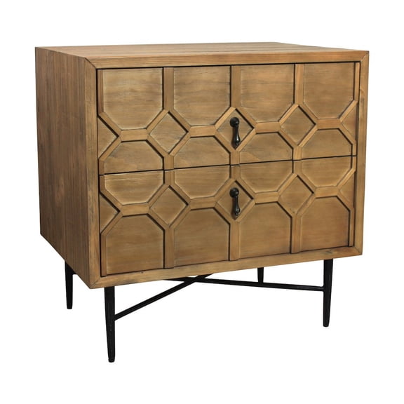 Samara 2-Drawer Small Nightstand in Contemporary Natural Finish Pine Solid Wood