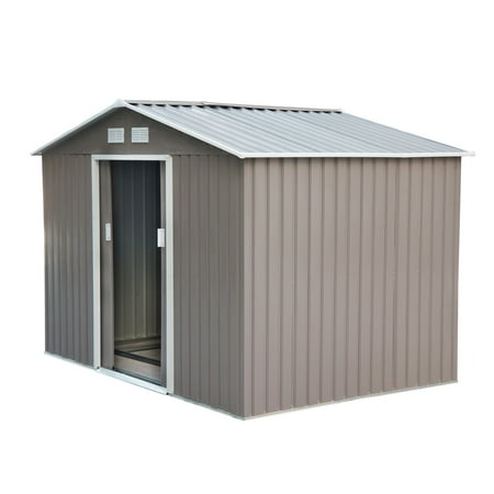 Outsunny 9' x 6' Outdoor Metal Garden Storage Shed - Gray 