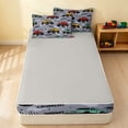 thumbnail image 4 of Erosebridal Monster Truck Zipper Twin Comforter Sets with Fitted Sheet and 2 Pillowcases, Checkered Flag Zipper Bedding Set, Gray White, Gray Reversible, 4 of 7