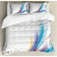 thumbnail image 1 of Abstract Duvet Cover Set, Modern Rainbow Inspired Wavy Pattern with Blank Background Image, Decorative 3 Piece Bedding Set with 2 Pillow Shams, King Size, Orange Purple, by Ambesonne, 1 of 3