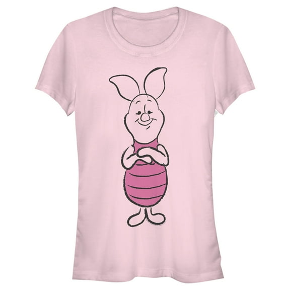 Junior's Winnie the Pooh Piglet Sketch  Graphic Tee Light Pink X Large