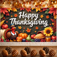 thumbnail image 3 of Cartoon Turkey Thanksgiving Banner Autumn Leaves Harvest Cornucopia for Home Decoration Holiday Party, 3 of 9