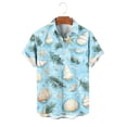 thumbnail image 7 of Xcmzpl Hawaiian Print Vacation Aloha Shirt for Men Rolled-up Short Sleeve Casual Button Down Shirts Lightweight Summer Graphic Tees Mint Green L, 7 of 7
