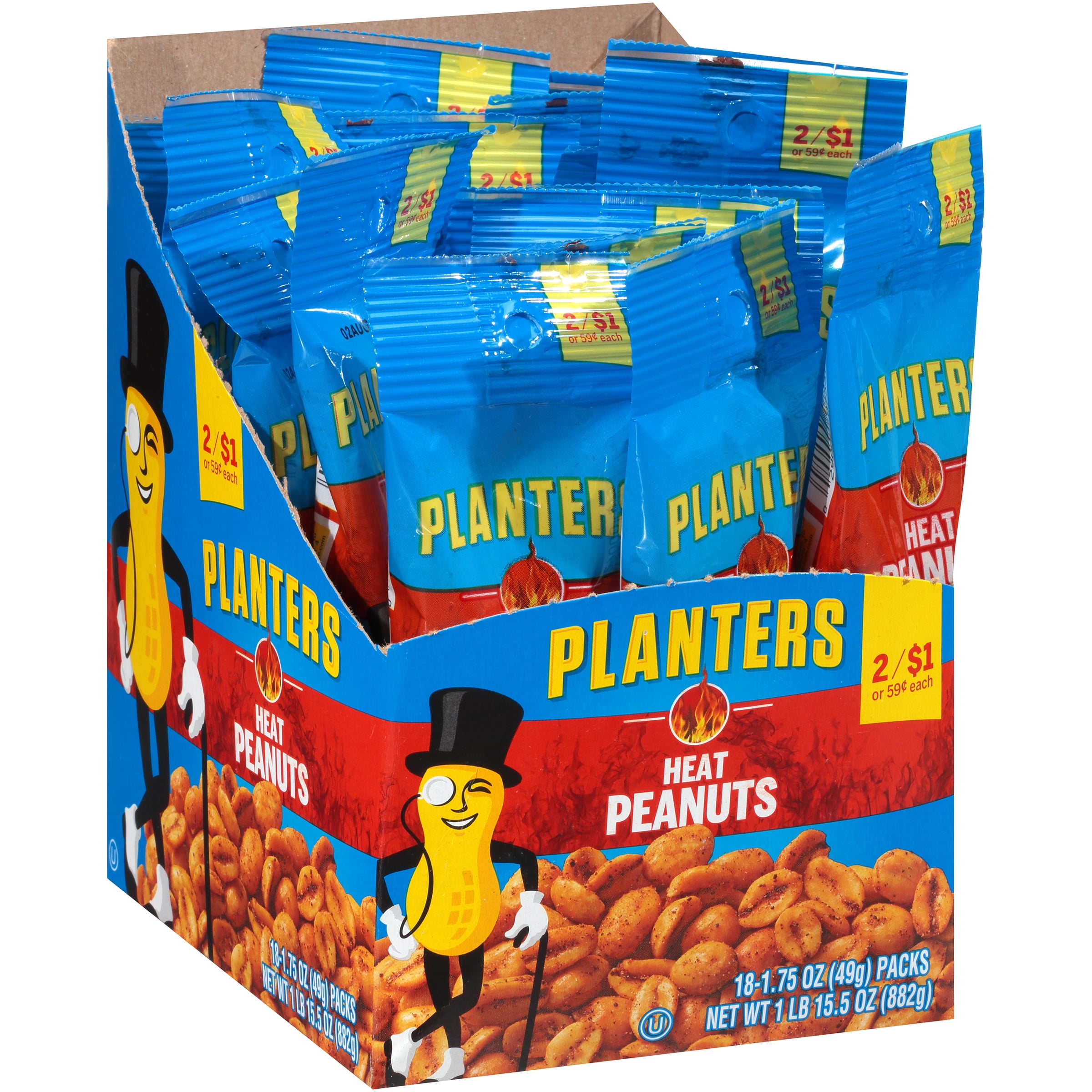 Planters Heat Peanuts 18 1.75 oz Tubes