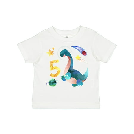 

Inktastic Fifth Birthday Dinosaur Astronaut with Stars and Planet Gift Toddler Boy or Toddler Girl T-Shirt