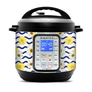 Wrap for Instant Pot Accessories 6 quart for Smart WiFi Cover Sticker | Wraps fit InstaPot Smart Wifi 6 Quart ONLY | Daisy with Wavy Blue LIne