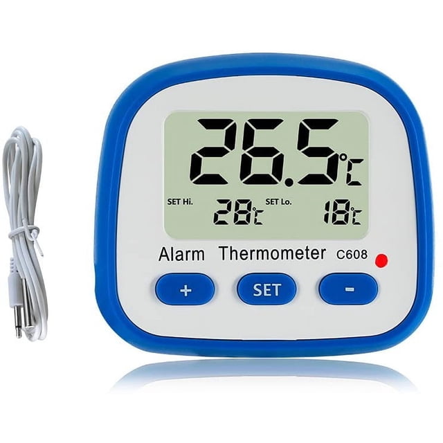 Digital Fridge Freezer Thermometer with Magnet and Stander Easy Readout Refrigerator Thermometer with LED Indicator Hi Lo Temperature Alarm Freezer Room Thermometer with Larger LCD Display (1)