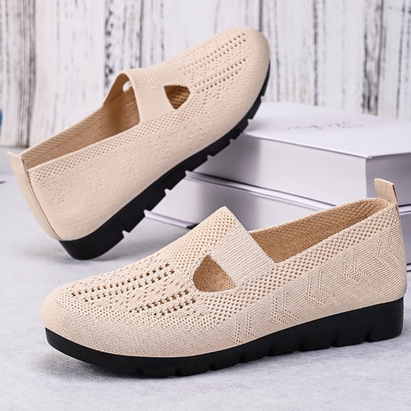 Norvail Womens Mesh Walking Shoes, Summer Breathable Soft Arch Support Walking Shoes, Anti Skid Sports Shoes Ballet Flats for Daily Comfort