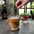 thumbnail image 6 of Ribbed Short Clear Glass Ripple Vintage Glassware Coffee Mug Set with Handle, Four Spoon, 12 oz, 4 Piece Set for Latte Milk Coffee Tea Juice Drinks (350 ml ), 6 of 8