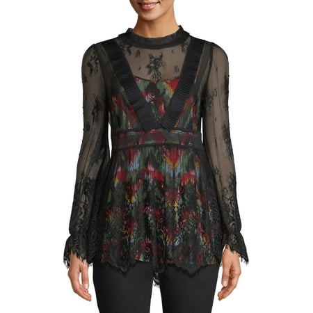 Women's Lingerie Lace Top with Multicolor Slip Cami