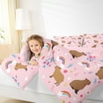 thumbnail image 4 of Manfei Cute Cartoon Capybara Bedding Comforter Set,Girls Flower Floral Twin Comforter Sets,Pink Brown Bedding Set For Princess,Microfiber Bedroom Decor Reversible,2-Piece, 4 of 8