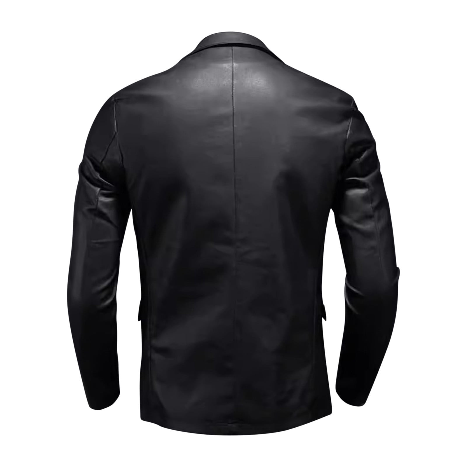 Faux Leather Jackets Men - Casual Button Blazer Coat for Casual Party Black XL
