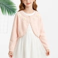 thumbnail image 4 of Girls Cardigan Cotton Soft Lightweight Bolero Shrug Knit Sweater Crop Jacket Teen Girls Button Front School Uniform shawl, 4 of 5