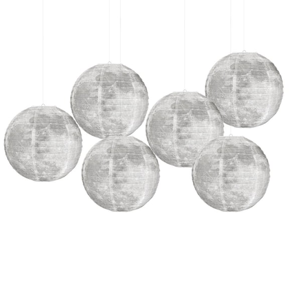 Giaone 6pcs Moon Paper Lamp Hanging Decoration Space Themed Ornament for Bedroom