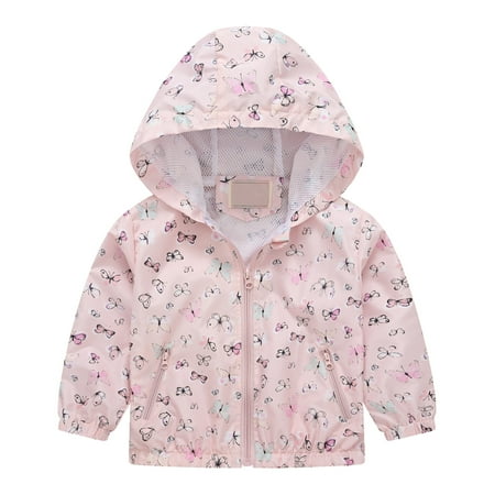 

FANDANIV Jackets For Boys Toddler Sunscreen Printing Cartoon Hooded Outerwear Zipper Kids Girls Fall Vacation