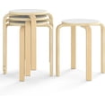 thumbnail image 1 of Songqin Stackable Bentwood Stools Set of 4, 18-Inch Height Backless Counter Chairs with Round Top, Anti-Slip Felt Pad, Portable School Stool for Dining Room, Kitchen, Classroom (Natural+White), 1 of 18