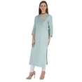 thumbnail image 4 of Phagun Indo WesternSolid Kurti For Women's V-Neck W/ Side Slit Indian Traditional Wear, 4 of 7