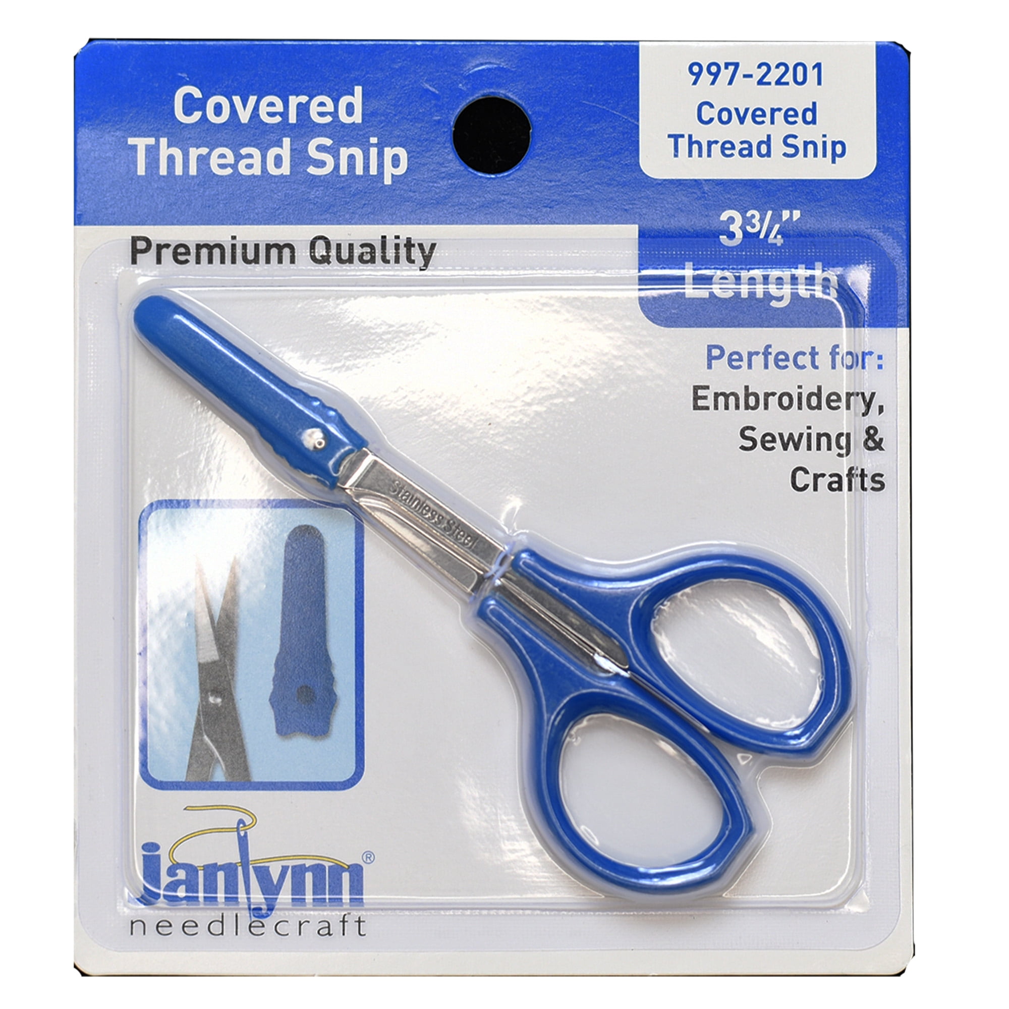(2 pack) Janlynn Compact Thread Snip Scissors with Blue Tip Cover for Needlework