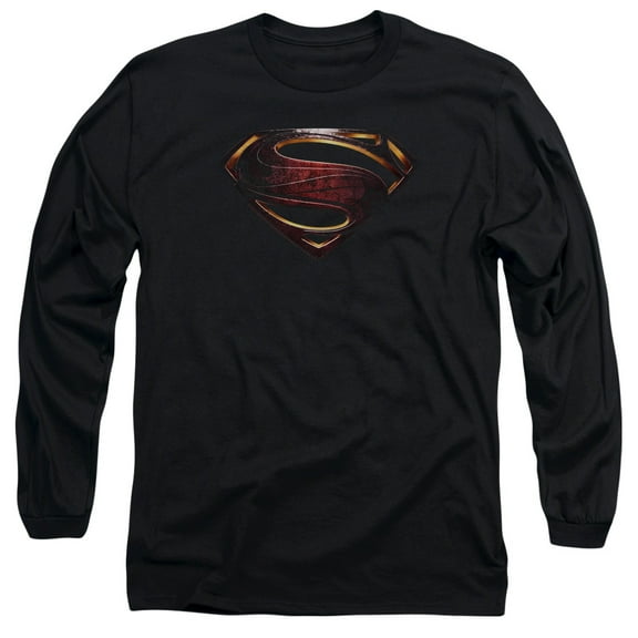 Justice League Movie Superman Logo Long Sleeve Adult 18/1 T-Shirt Black