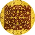 thumbnail image 1 of Ahgly Company Machine Washable Indoor Round Oriental Yellow Industrial Area Rugs, 7' Round, 1 of 4
