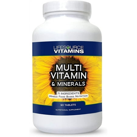 LifeSource Vitamins Whole Food Daily Multivitamin & Minerals with 71 Ingredients Probiotics Digestive Enzymes 90 Tablets