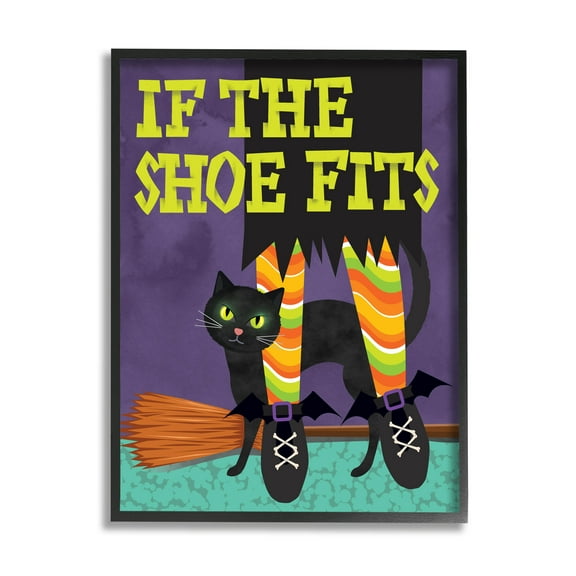 Stupell Industries If The Shoe Fits Witch Graphic Art Black Framed Art Print Wall Art, Design by Linda Birtel
