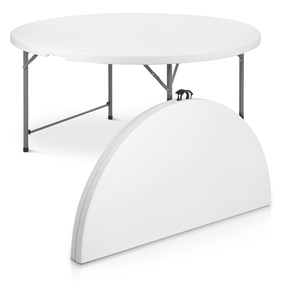 MoNiBloom 5.5Ft Folding Plastic Table Heavy Duty Commercial Banquet Even Indoor Outdoor Foldable Desk with Carrying Handle, White