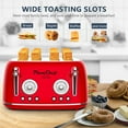 thumbnail image 5 of Plum Chef 4 Slice Toaster, Retro Stainless Steel with Bagel Defrost Cancel Function, 6 Browning Settings, Dual Control Toaster with Extre Wide Slot & Removable Crumb Tray, Red, 1650W, 5 of 7