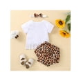 thumbnail image 3 of Bagilaanoe 3pcs Newborn Baby Girl Outfits 6M 12M 18M 24M Infant Short Sleeve Tassel Hem Letter T-Shirt Tops Shorts Headband Summer Casual Set, 3 of 9