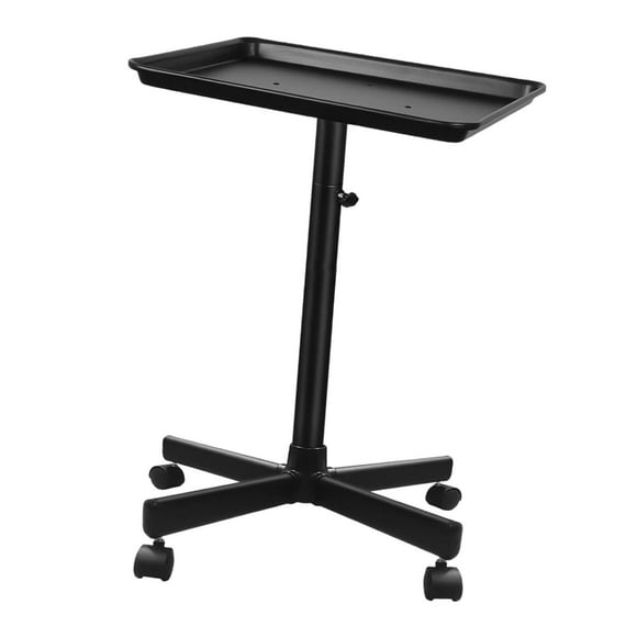 MERIGLARE Salon Rolling Tray Cart Barber Trolley Adjustable Hair Color Tray Mobile Storage Black