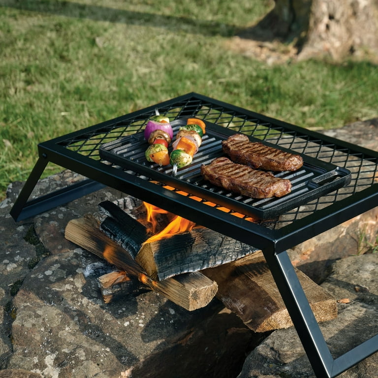 Ozark Trail Reversible Cast Iron Grill Griddle Plate Black, Flat