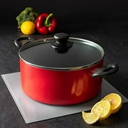 Moss & Stone 3 Peice Pots & Pans Set Nonstick Cookware Set, Aluminum Pots and Pans, Red Pots and Pans Set with Glass Lid, Dishwasher Safe, Cooking Set