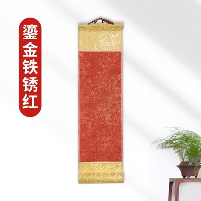 Zhuge 2Pcs Blank Calligraphy Scroll with Wooden Rods Xuan Paper Roll for Chinese Art Painting Calligraphy Practice Decorative Hanging Scroll for Wall Decoration,C