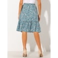 thumbnail image 4 of Falda Midi Floral Allegra K Fluida Con Volantes Gris Azul S, 4 of 5