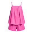 thumbnail image 4 of Ailaofu Womens Spaghetti Strap 2 Piece Outfit Set Square Neck Cami Top and Shorts Casual Loose Summer Set with Pockets, 4 of 7