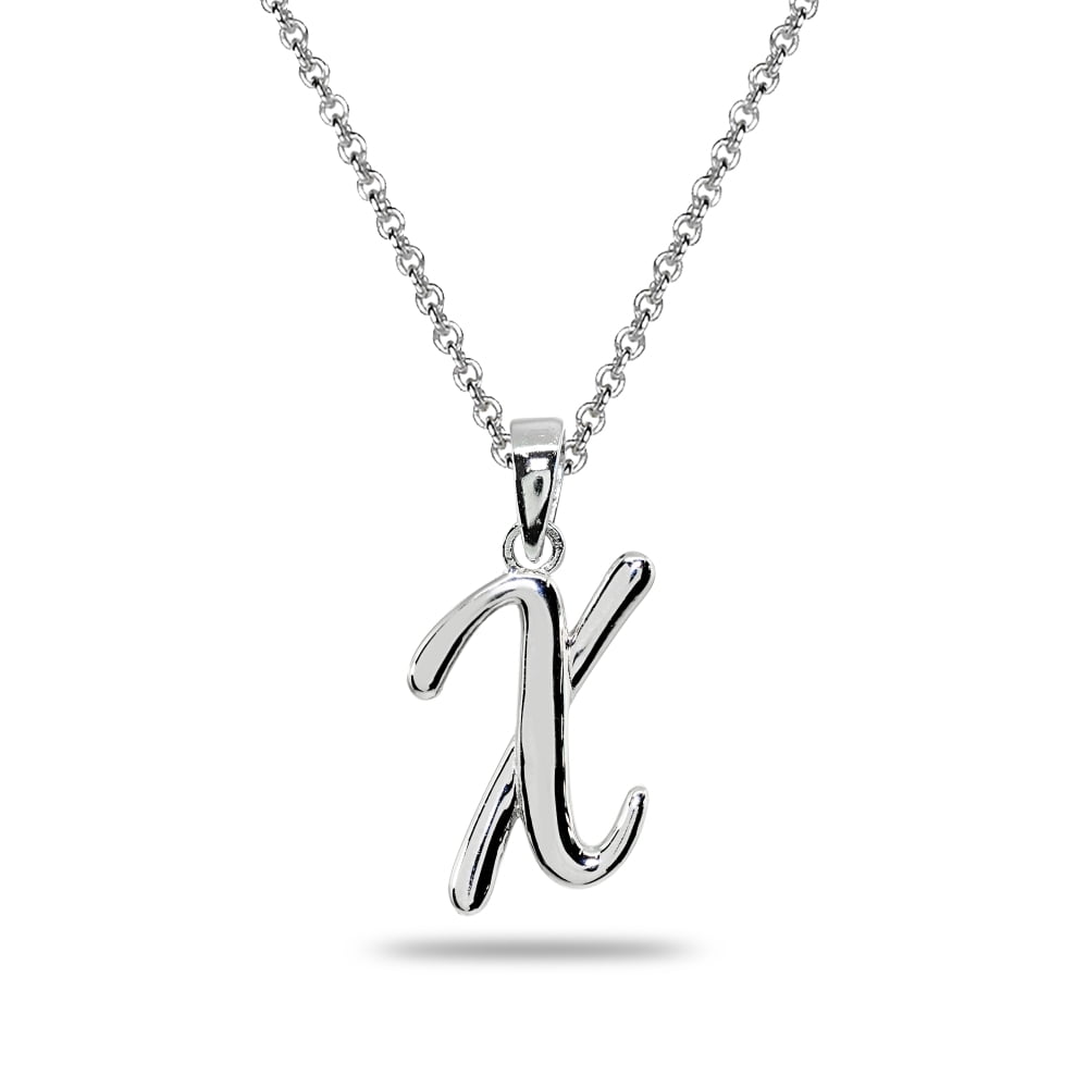 Personalised Silver Crystal Initial Letter Alphabet A Z Pendant Necklace Chain 