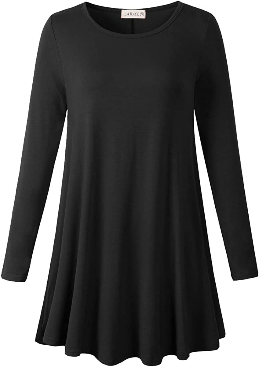 LARACE Plus Size Tunic Tops Long Sleeve Shirts for Women Swing Flowy ...